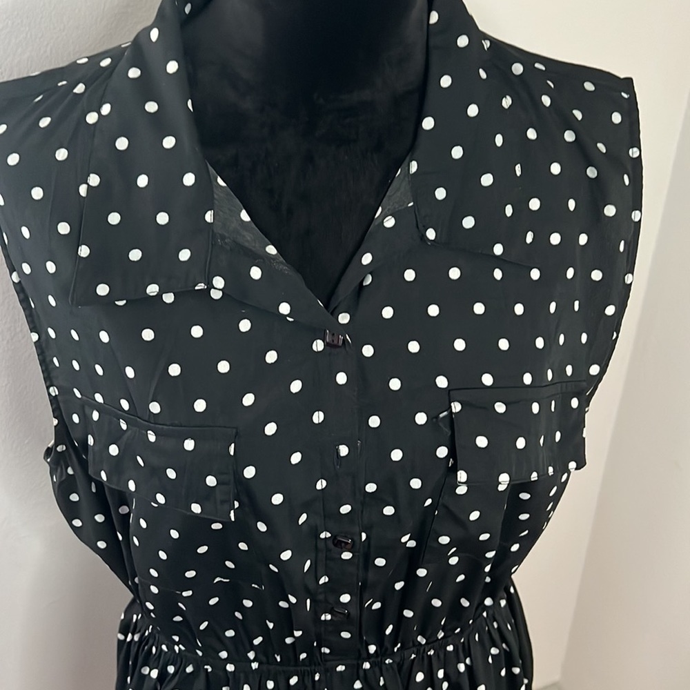 Truth polka dot sleeveless elastic waist dress black white Sz XL‎ - Picture 3 of 8